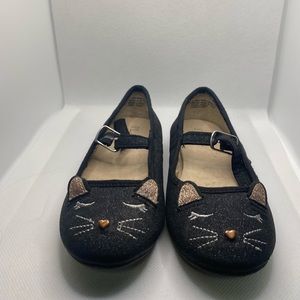 Black glitter kitty cat shoes